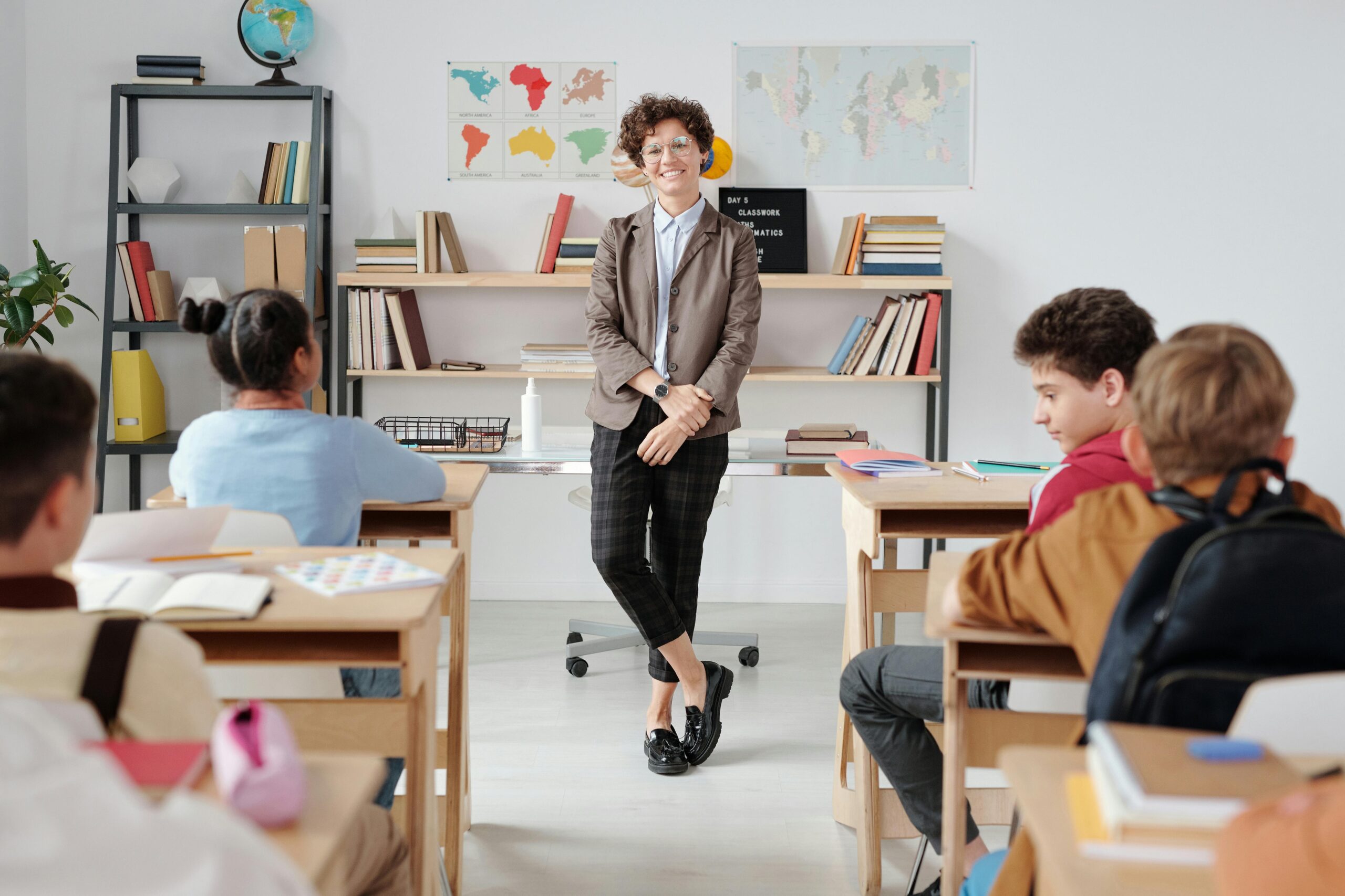 A teacher with students