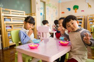 School kids eating a snack